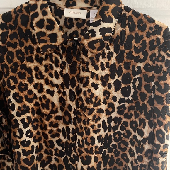 CHICO'S Leopard print blouse Chico’s size 1 - Picture 7 of 12
